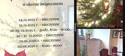 Godziny otwarcia Zabytkowej Kamienicy "Niemczówka" w okresie świątecznym